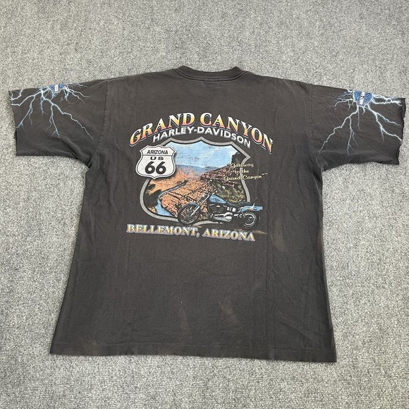 Harley-Davidson Other - VTG Harley-Davidson Grand Canyon Route 66 L Shirt Altered Short Sleeve Lightning